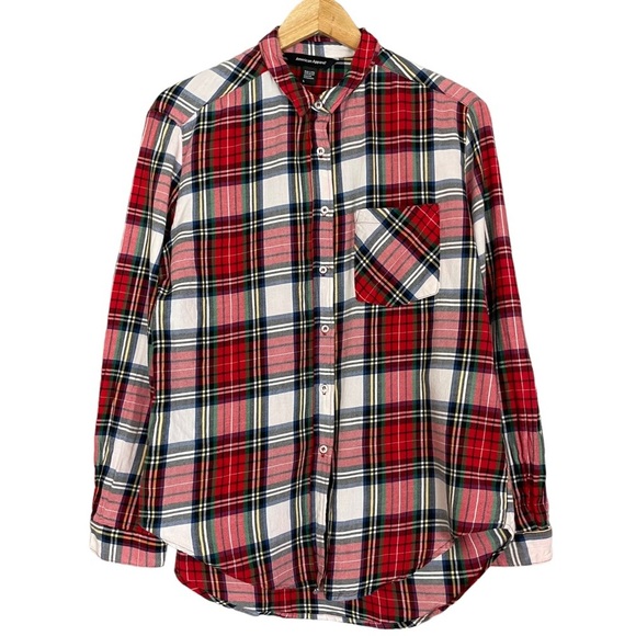American Apparel Plaid Shirt Soft Red Women Size‎ Large Red Christmas Holiday - Picture 1 of 16